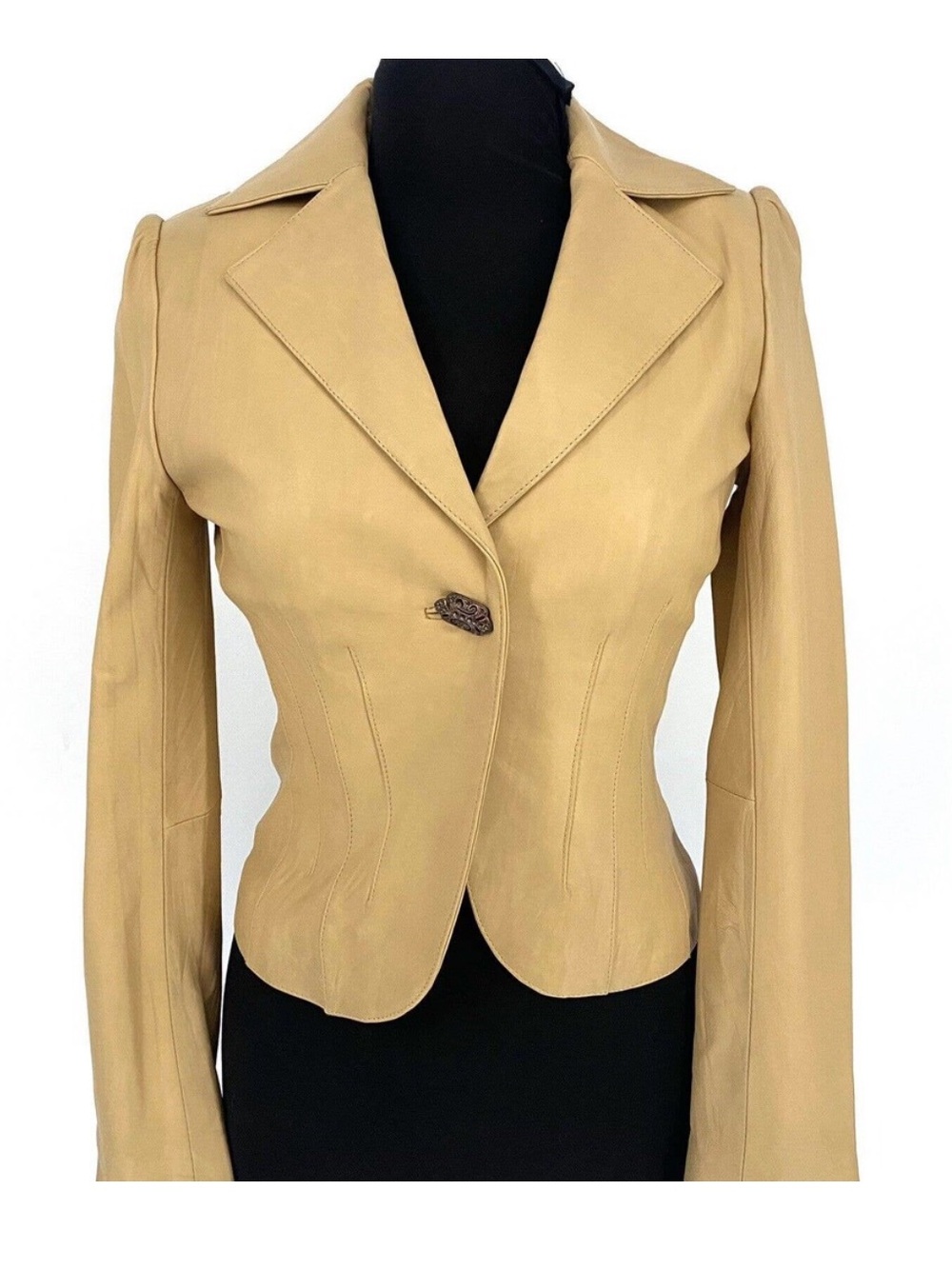 ARDEN B. 100% Lamb Leather Blazer Size S Jacket Single Button Tan 90s Y2K